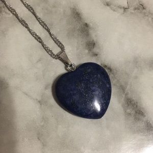 Natural Blue Lapis Stone Heart Necklace